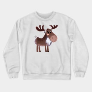 Cute Moose Drawing Crewneck Sweatshirt